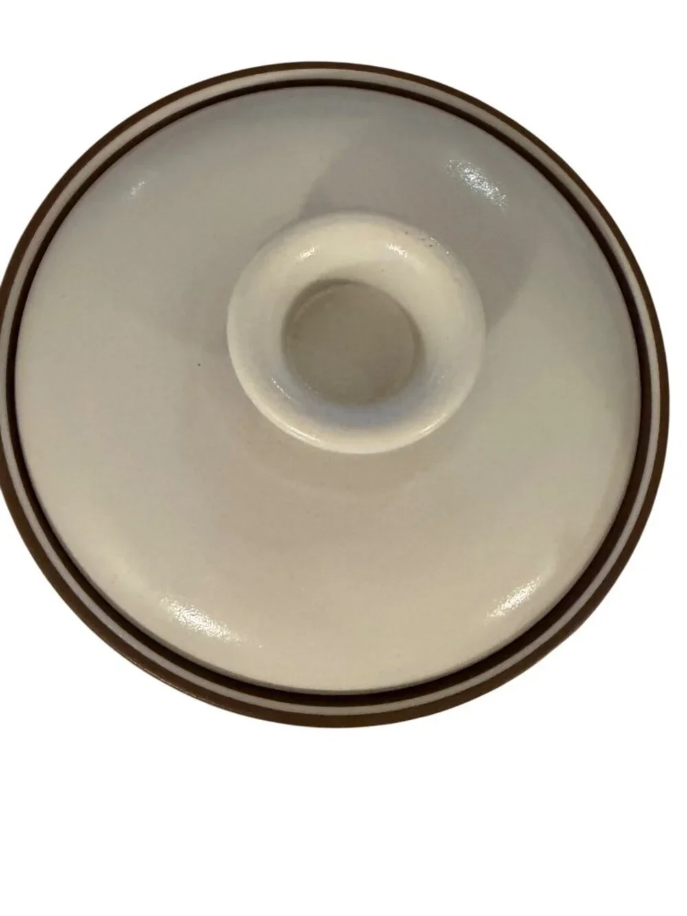 Heath Ceramics Medium Covered Serving Dish Brown Rim Cream Handmade USA